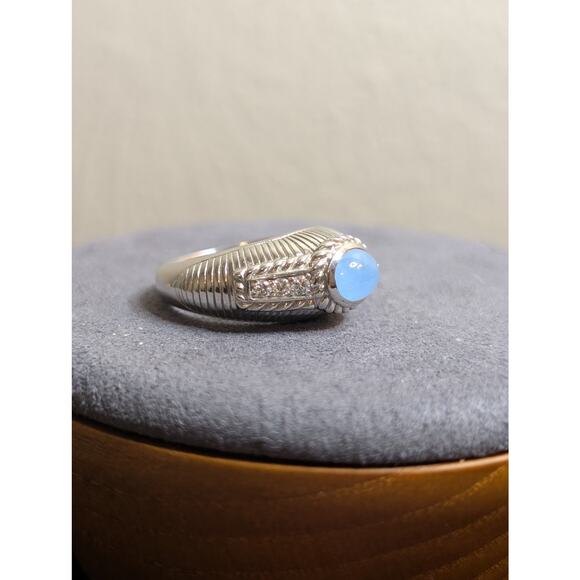 Judith Ripka Sterling Silver Blue Chalcedony Diamonique CZ Ring Size 7.75 - Picture 9 of 11